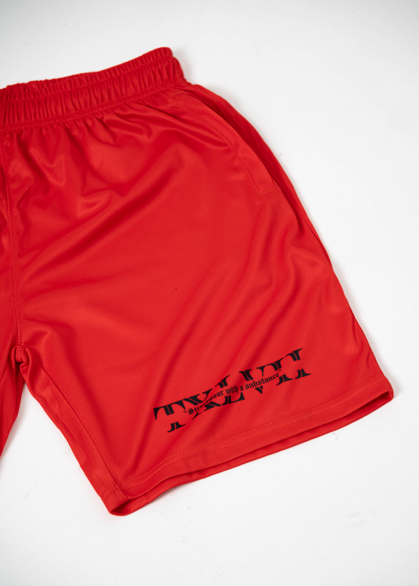 .Red Mesh Shorts