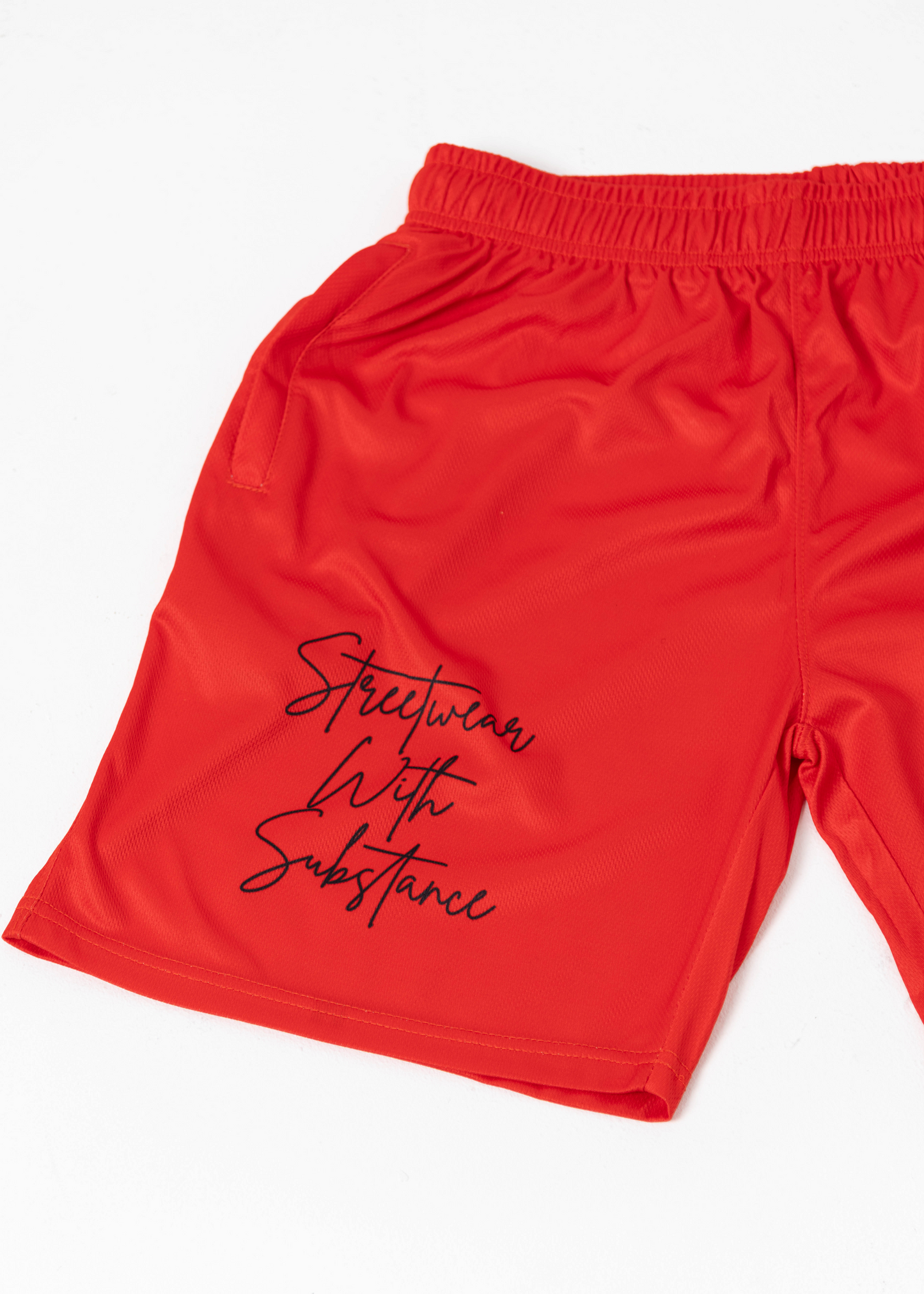 .Red Mesh Shorts